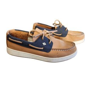 SPERRY Cup II size 4.5 M Brown/Blue Leather Boat Shoes STK261791